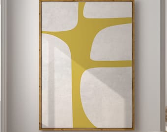 Mid Century Modern Mustard Yellow Abstract Art Print (Digital Download)