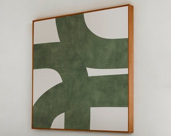 Lámina de arte abstracto verde de estilo moderno de mediados de siglo (descarga digital)