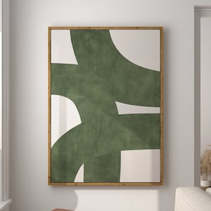 Impression d'art abstrait vert moderne Mid-Century (téléchargement numérique)