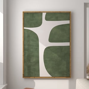 Modern Green Beige Abstract Art Print: Minimalist Home Decor (Digital Download)