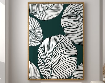 Green Botanical Line Art Print Set: Abstract Floral Wall Decor (Digital Download)