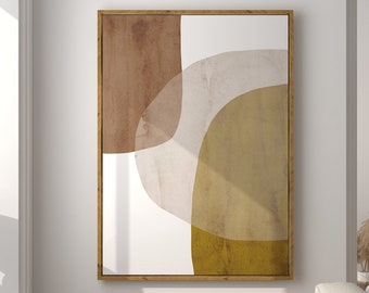 Abstract Minimalist Art Print: Mustard Yellow, Brown (Digital Download)