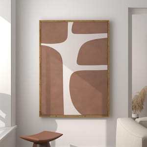 Mid-century Mocha Mousse Organic Lines Modern Minimalist Printable Wall Art | Mocha Mousse Beige Painting | Instant Download Digital Art
