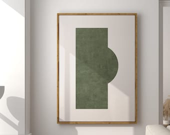 Modern Green and Beige Minimalist Printable Art, Japandi Digital Poster, Contemporary Painting, Digital Download, Easter Gift Home Decor