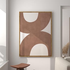 Mid-century Mocha Mousse Organic Lines Modern Minimalist Printable Wall Art | Mocha Mousse Beige Painting | Instant Download Digital Art
