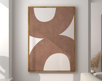 Mid-Century Modern Mocha Mousse Art Print: Organic Lines (Digital Download)