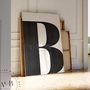 Impresión de la letra B: Arte tipográfico minimalista en blanco y negro (Descarga digital)