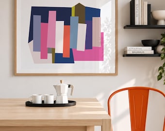 Modern Geometric Colorful Collage Printable Art | Minimalistic Digital Poster | Contemporary Painting | Abstract shapes | Digital Download
