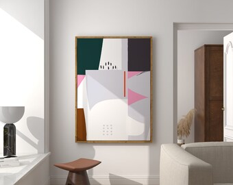 Art imprimable minimaliste abstrait moderne, affiche numérique tendance, peinture numérique contemporaine, téléchargement numérique, décoration d'intérieur cadeau de Pâques