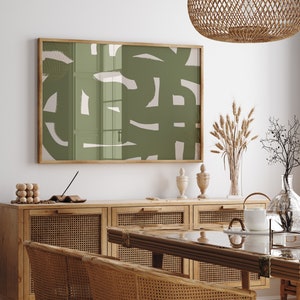Art mural imprimable vert et beige minimaliste moderne artistique Vert imprimable Impression contemporaine minimaliste abstraite Téléchargement instantané image 1