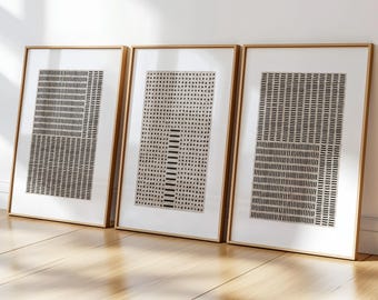 Zestaw 3 beżowych, abstrakcyjnych, minimalistycznych wydruków artystycznych w stylu wabi-sabi: wystrój wnętrz w stylu Japandi (do pobrania w wersji cyfrowej)