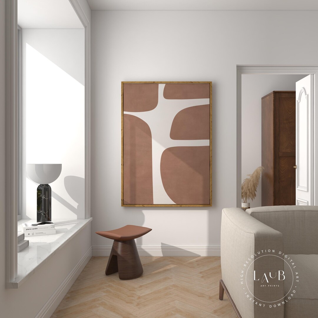 Mid-century Modern Mocha Abstract Art Print (digital Download) - Etsy