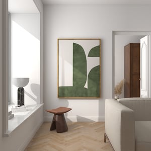 Green Minimalist Art Print: Mid-Century Modern Wall Decor (Digital Download)