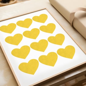 Mid-century Yellow Hearts Retro Minimalist Printable Wall Art Simple Scandi Folk Printable Poster Kids Wall Art Easter Gift Home Decor image 3