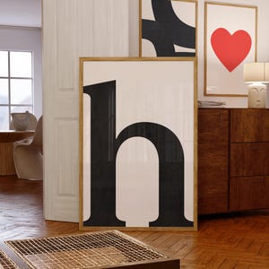 Schwarzweiß H Buchstabe Wand Kunst Druck | Alphabet Druckbare Buchstabe H | Wandbild im skandinavischen Stil | Kinderzimmer Buchstabe H | Sofort Download