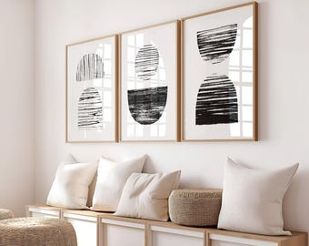 Set of 3 Abstract Minimalist Art Prints: Boho Home Decor (Digital Download)