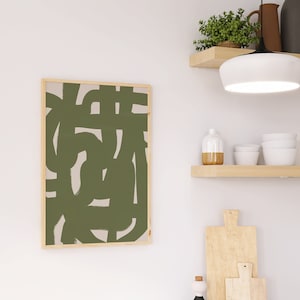 Art mural imprimable vert et beige minimaliste moderne artistique Vert imprimable Impression contemporaine minimaliste abstraite Téléchargement instantané image 3