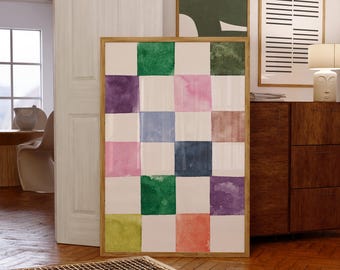 Abstract Watercolor Squares Print: Mid-Century Modern Art (Digital Download)