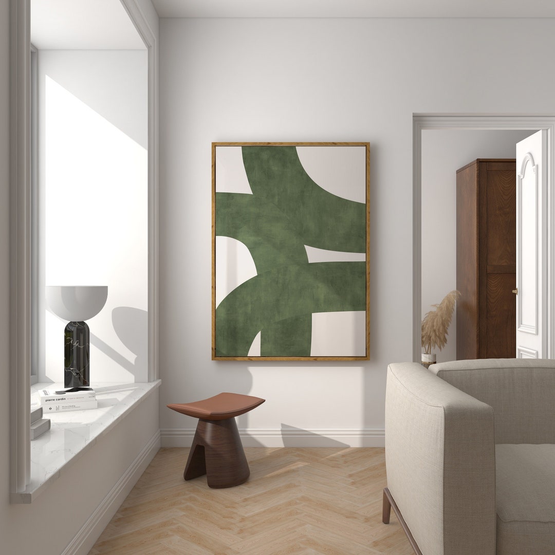 Mid-century Modern Green Abstract Art Print (digital Download) - Etsy