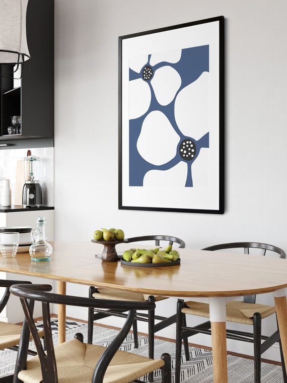 Modern Floral Print: Minimalist Blue Flower Wall Art (Digital Download)