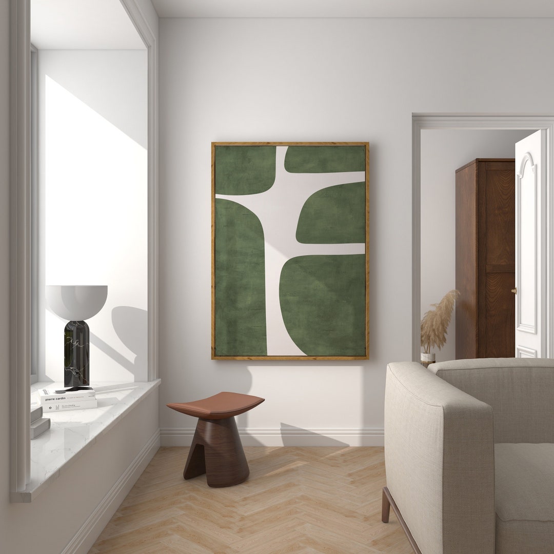 Modern Green Beige Abstract Art Print: Minimalist Home Decor (digital ...