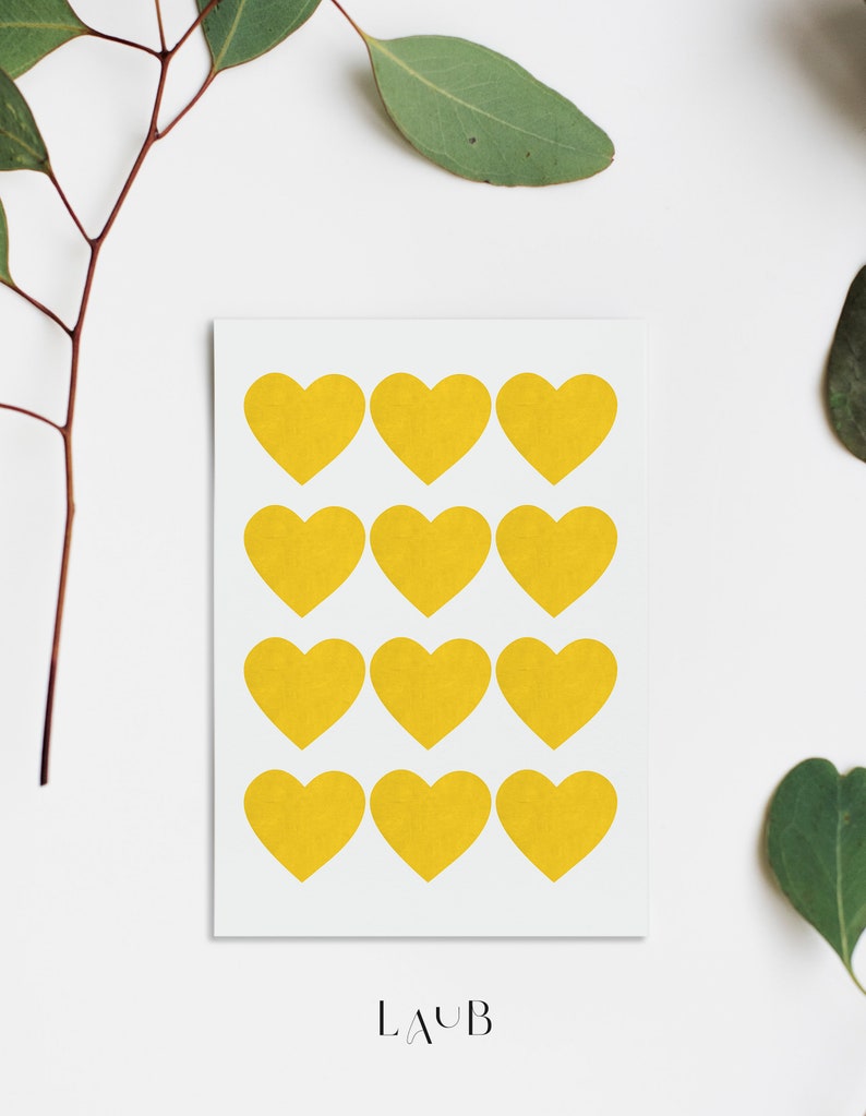 Mid-century Yellow Hearts Retro Minimalist Printable Wall Art Simple Scandi Folk Printable Poster Kids Wall Art Easter Gift Home Decor image 7