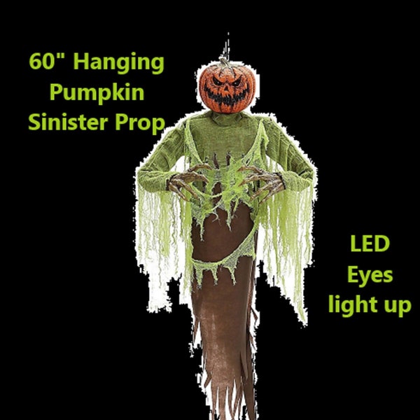 Free Shipping Halloween Lifesize 60" Hanging Pumpkin Sinister Prop Haunted House Brand NEW  Unopened box