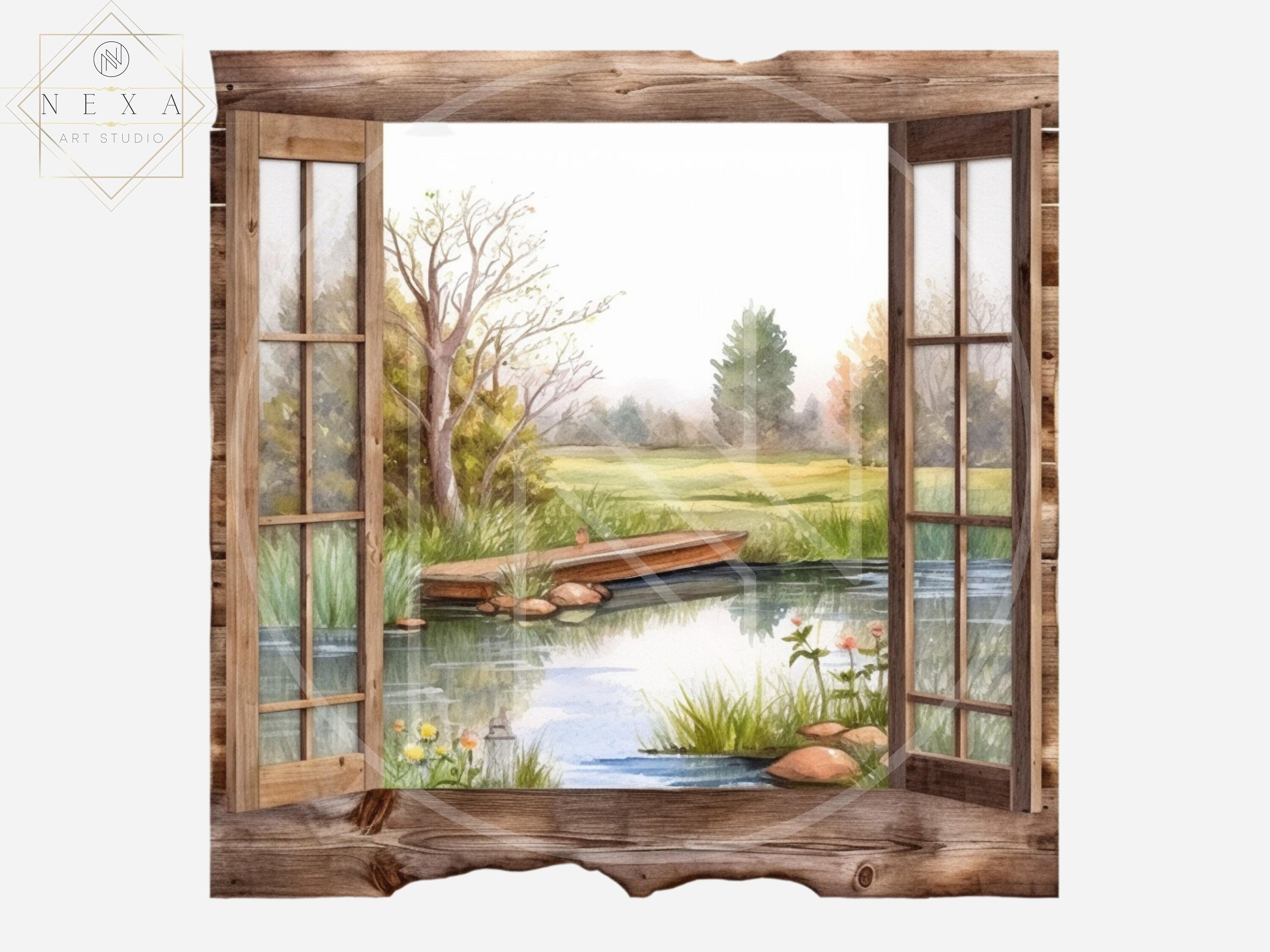  Watercolor Spring Windows Clipart Flower Windows PNG Format Instant Motiv 