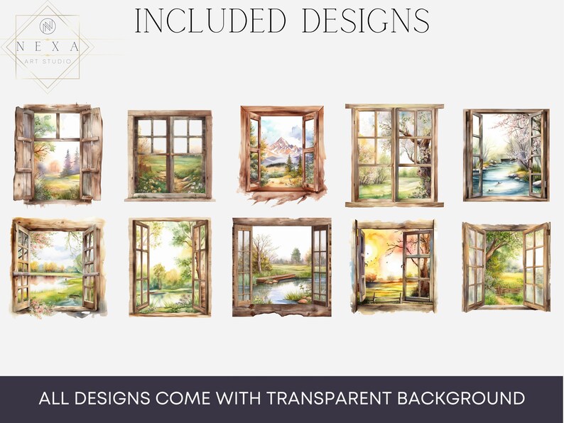  Watercolor Spring Windows Clipart Flower Windows PNG Format Instant 