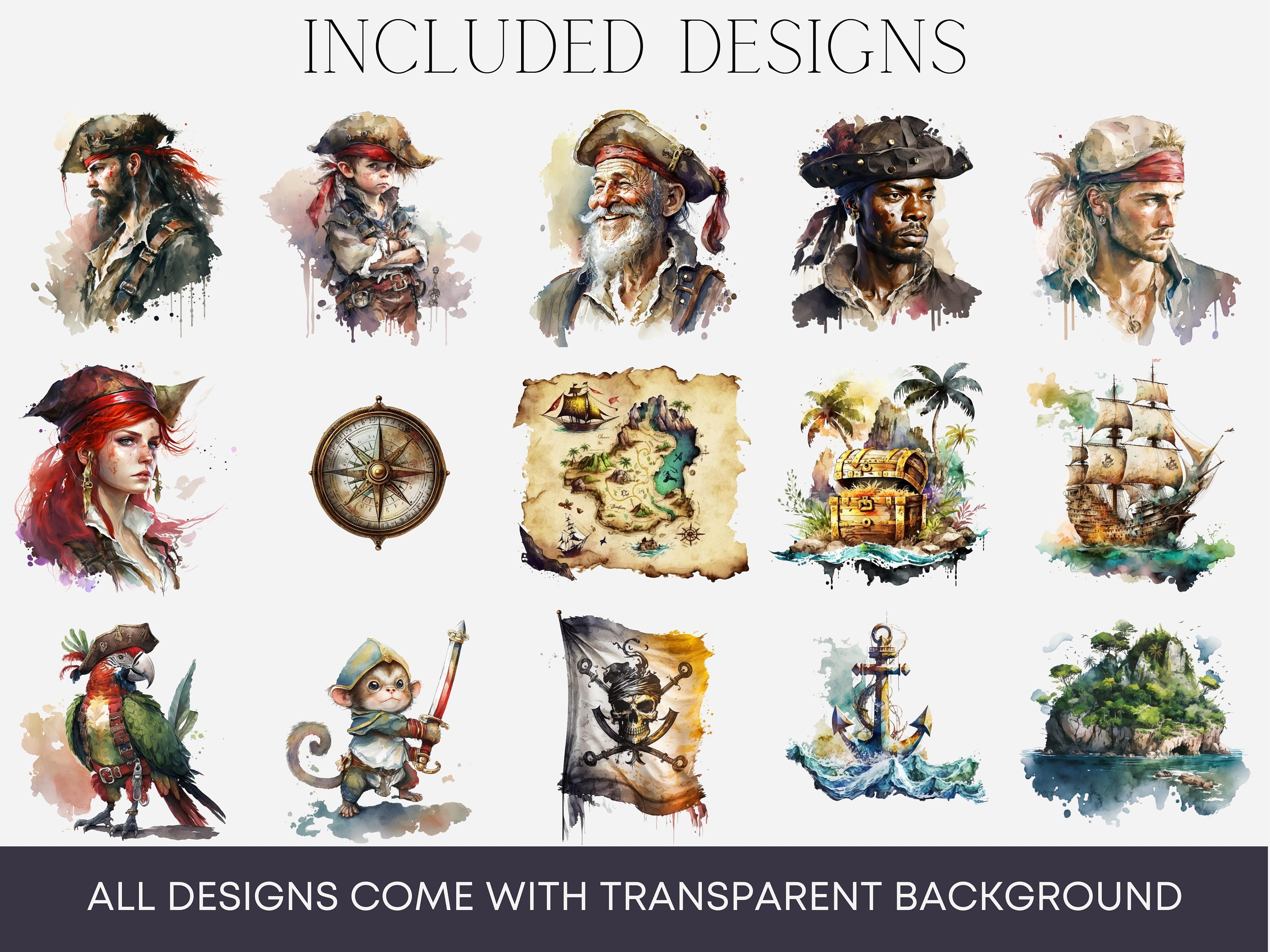 Pirate Bundle 15 High Quality Pngs Card Making Mixed Media Digital ...