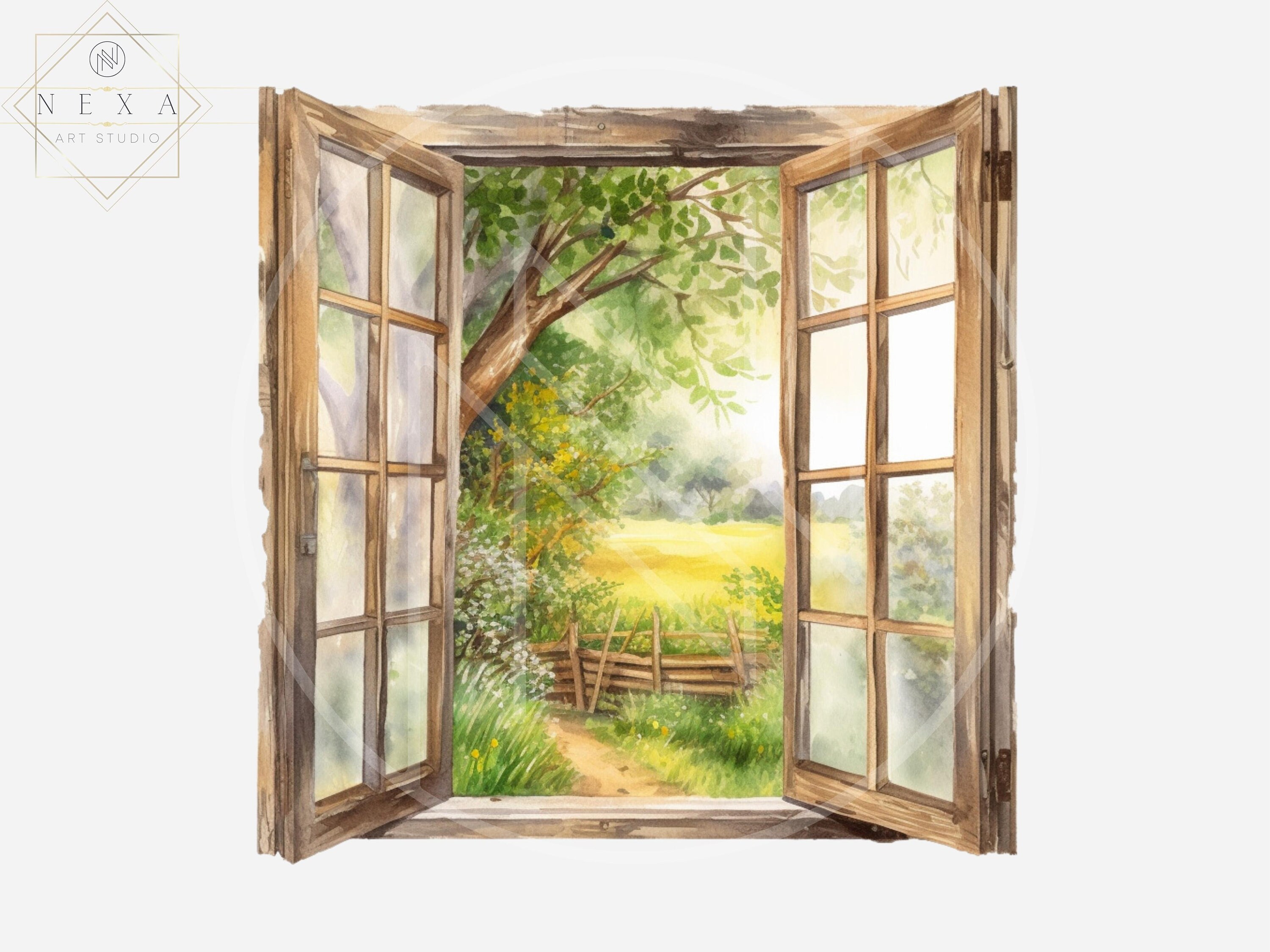  Foto zu Watercolor Spring Windows Clipart Flower Windows PNG Format Instant 