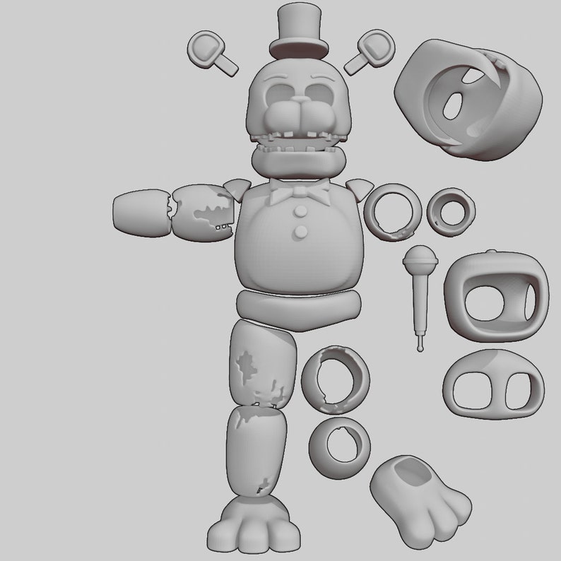 Fnaf / Five Nights at Freddy's Withered Freddy Stl Files for Cosplay or ...
