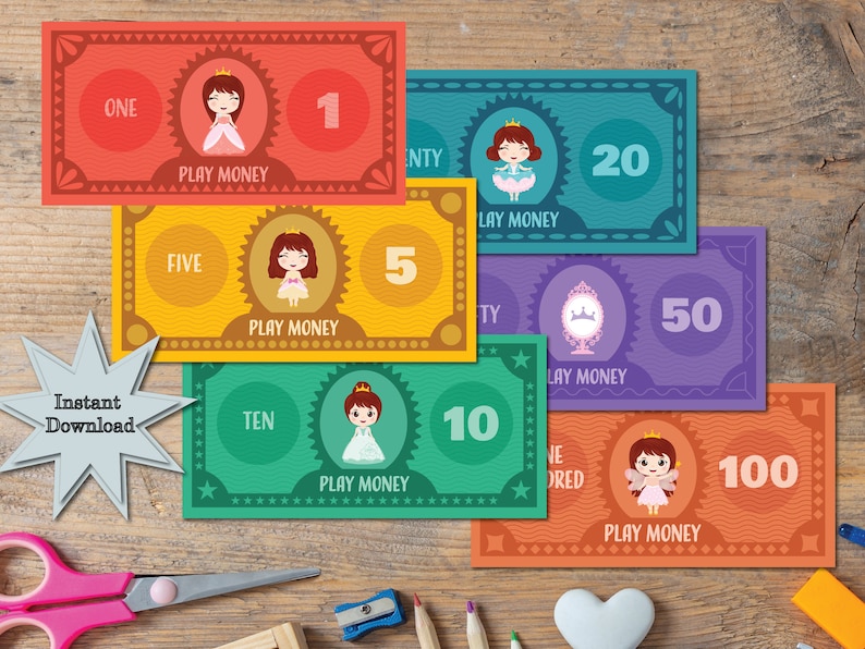 Princess Play Money Printable Educational AND Fun Etsy