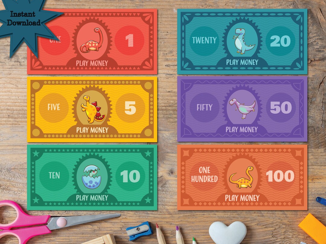 Dinosaur Play Money - Printable - Educational and Fun - Etsy