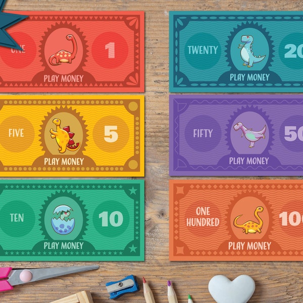 Dinosaur Play Money - Printable - Educational and Fun