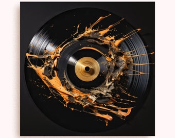 Metallic Vinyl Record Print, DJ Music Lover Wall Art