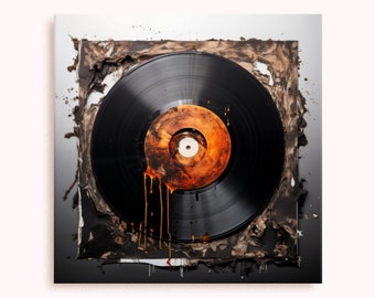 Metallic Vinyl Record Print: Abstract Music Lover Wall Art