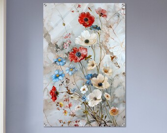 Floral Acrylic Glass Print: Bold Botanical Wall Art