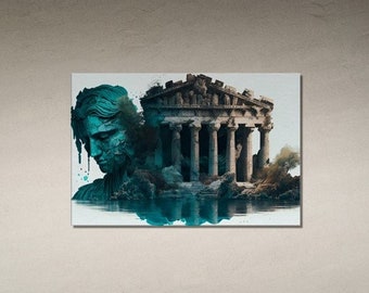 Ancient Greece Canvas Art: Greek Goddess & Temple Ruins