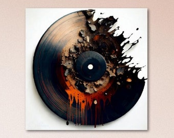 Abstract Vinyl Record Metallic Print Art: Music Home Decor