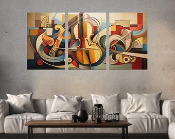 Abstract Music Triptych: Metallic Aluminum Print Wall Art