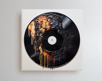 Metallic Vinyl Record Print, Swirl Music Decor