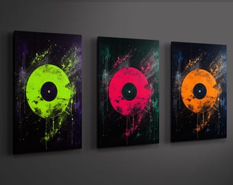 Vinyl Record Art Print: 3-Panel Aluminum Music Decor