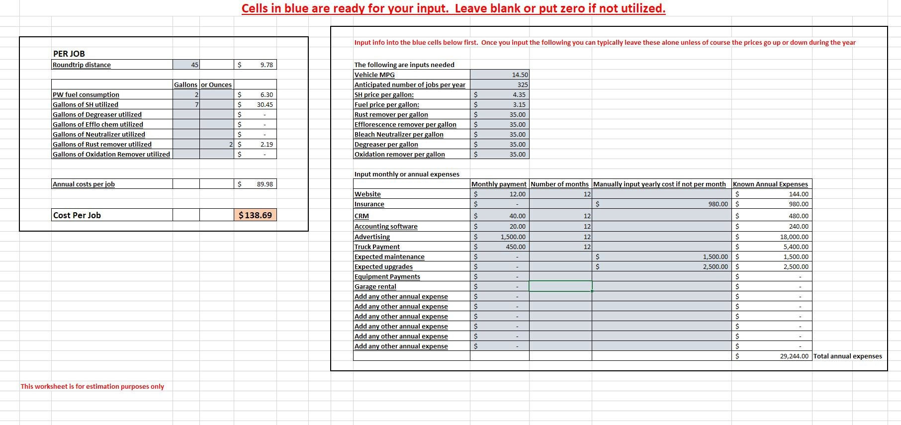 Pressure Washing Cost per Job Estimation. Etsy
