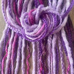 Purple and Magenta DE Synthetic Dreads and Braids – Partial Dread Set for Undercut/Nape – 15 Double-Ended – Kanekalon – 60–64 cm
