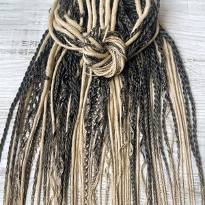 Ombre Black to Blonde Dreadlocks: 50 DE Synthetic Boho Hair Extensions (60-65 cm