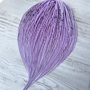 Partial Set of 45 DE Dreads – Pastel Purple Synthetic Dreadlocks with Braids – Lightweight Kanekalon Hair – 60–64 cm