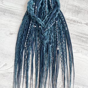 Rastas de crochet de doble punta, rastas sintéticas azules, rastas bohemias, rastas azules, conjunto completo de 55 rastas DE