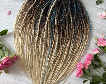Boho Ombre Synthetic Dreads: Braided Extensions with Beads - 55 Piece Set