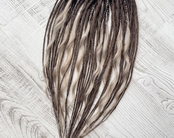 Brown & Blonde Curly Kanekalon DE Dreads: Boho Partial Set (60-64 cm)